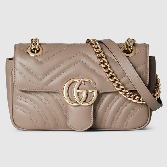 Gucci Handbags - Authentic GG Marmont small shoulder bag Taupe leather